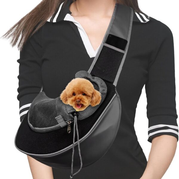 Pet Dog Sling Carrier Pocket Adjust Strap Anti-Falling Design Breathable Mesh Travel Safe Sling Bag Carrier for Dogs Cats