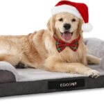 EGOHOME Durable Orthopedic Dog Bed for Large Dogs,Memory Foam Pet Bed with Sides, Non-Slip and Egg-Crate Charcoal Foam Dog Couch Bed with Waterproof Liner&Washable Removable Cover, Grey,41x27x6.5 Inch