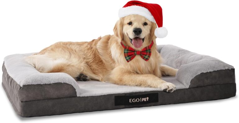 EGOHOME Durable Orthopedic Dog Bed for Large Dogs,Memory Foam Pet Bed with Sides, Non-Slip and Egg-Crate Charcoal Foam Dog Couch Bed with Waterproof Liner&Washable Removable Cover, Grey,41x27x6.5 Inch