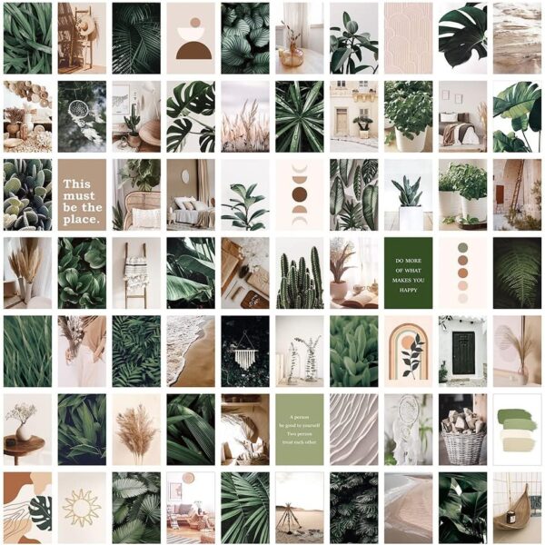 bOPART 70pcs Wall Collage Kit Aesthetic Picures, Green Plant Room Decor Aesthetic Collage Picture Wall Decor for Teen Girls/boys Room bedroom Dorm (4x6 inch)