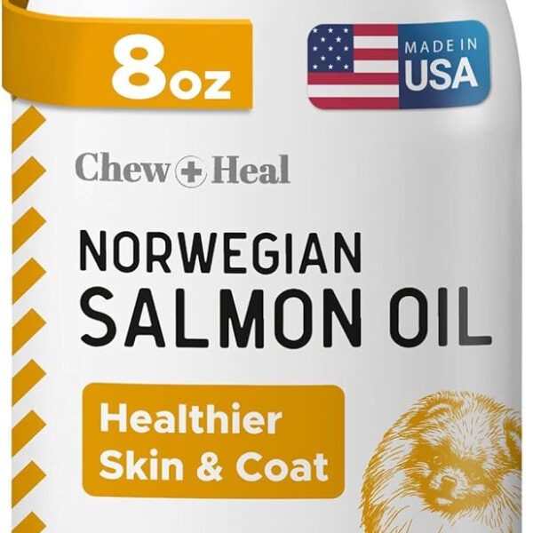 Salmon Oil for Dogs - Premium Fish Oil for Skin and Coat Health - Omega 3 Supplement - Supports Itchy Skin - 8 oz Liquid - Norwegian Dog Salmon Oil - Essential Dog Supplement