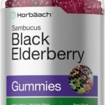 Horbaach Black Elderberry Gummies | 120 Count | Sambucus Extract | with Zinc and Vitamin C | Berry Flavor | Vegan, Non-GMO, and Gluten Free Supplement for Adults