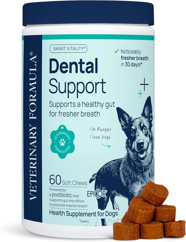 Veterinary Formula Dental Health Supplement for Dogs  Vet-Formulated Chews with EpiCor & Kelp  Smart Vitality Supports Plaque, Tartar, Breath & Oral Health, 60 Soft Chews