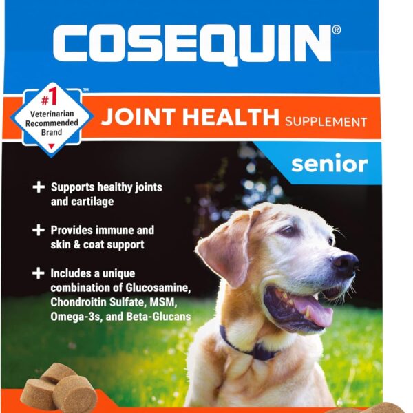 Nutramax Cosequin for Senior Dogs Joint Health Supplement, Contains Glucosamine, Chondroitin, MSM, Omega-3s and Beta-Glucan, Supports Joint, Skin and Coat, Immune Health, Soft Chews, 120 Count