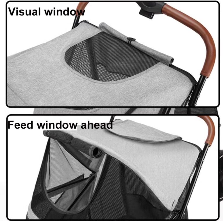 PawLuxe Dog Stroller for Large & Medium Dogs up to 120lbs, All-Terrain Foldable Pet Wagon with Dual Entry, 9.5" Air-Filled Wheels, One-Foot Brake, Ideal for Multiple Pets or Senior Dogs (Black)