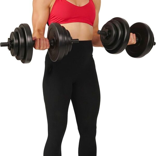 Sunny Health & Fitness Exercise Vinyl 40 Lb Dumbbell Set Hand Weights for Strength Training, Weight Loss, Workout Bench, Gym Equipment, and Home Workouts