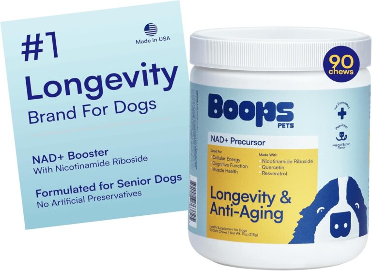 NAD+ Precursor & Senior Dog Supplement - 90 Soft Chews & Vitamins - NMN Alternative for Longevity, Anti-Aging & Energy - Nicotinamide Riboside, Resveratrol, Quercetin, Made with Pasture-Raised Chicken