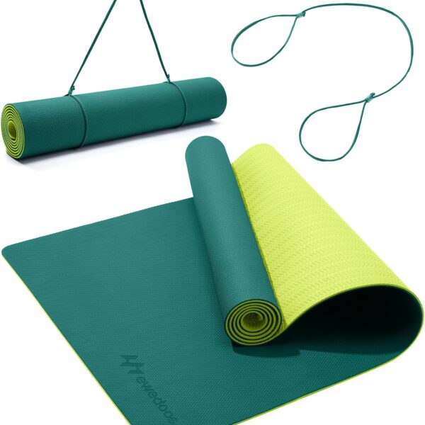 Ewedoos Eco Friendly Yoga Mat Thick TPE Yoga Mat Non Slip Yoga Mats Anti-tear Exercise Workout Mat for Women Men Kids Yoga, Pilates and Fitness