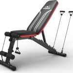 FLYBIRD Foldable Weight Bench with Resistance Bands, 8 Backrests Fast Adjustable FID for Home Gym Full Body Workout, Easy to Storage for Small Apartment