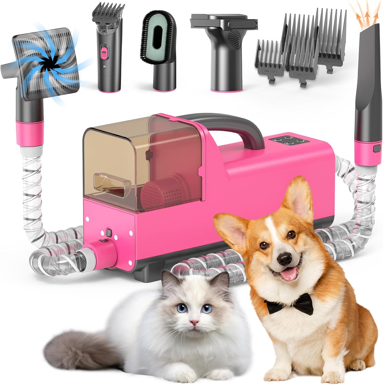 YDHZ All-in-One Dog Grooming Clippers Kit with Pet Grooming Vacuum & Dog Hair Dryer, 1.8L Dust Cup, 5 Grooming Tools Cats Vacuum for Shedding Grooming YDHZ All-in-One Dog Grooming Clippers Kit with Pet Grooming Vacuum & Dog Hair Dryer, 1.8L Dust Cup, 5 Grooming Tools Cats Vacuum for Shedding Grooming