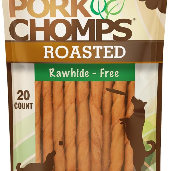 Pork Chomps Roasted Pork Skin Dog Chews, 5-inch Mini Twists, 20 Count