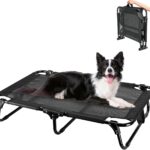 Ipixune Foldable Elevated Dog Bed, 36"x23"x7" Raised Pet Bed with No Setup, Outdoor DogBed with Breathable Mesh, No-Slip Feet Durable Dog Cots Bed for Medium Sized Dogs, Black