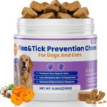 VUN Dog Flea and Tick Treatment Chewable,Natural Oral Flea Treatment for Cats,Relieve Itching& Biting,Flea Tick Prevention for Dogs Chews Supplement for Skin&Coat, Small Large Dog,100 Counts