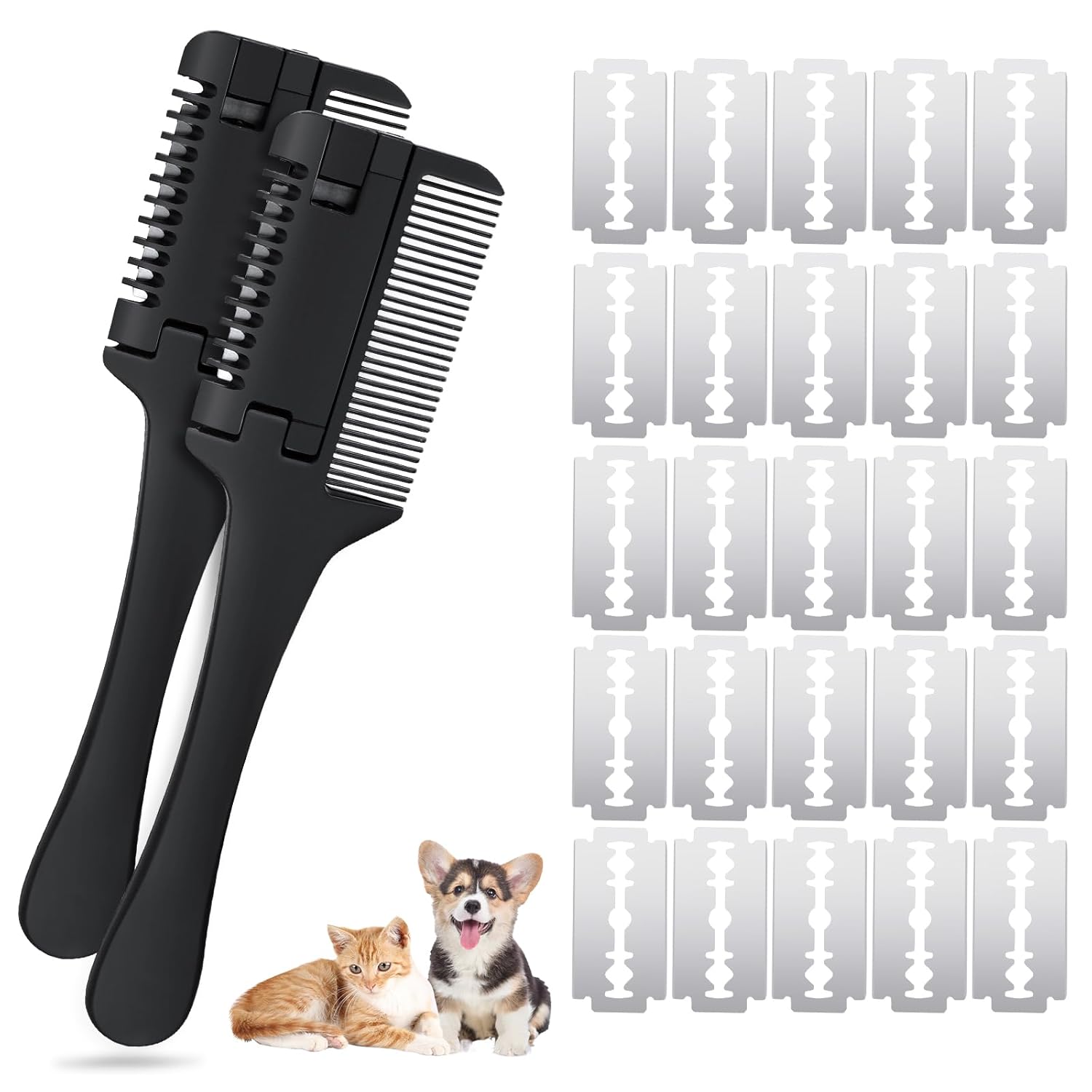 2-in-1 Pet Grooming Comb for Dogs and Cats - 2 Combs with 20 Extra Blades for Trimming and Grooming 2-in-1 Pet Grooming Comb for Dogs and Cats - 2 Combs with 20 Extra Blades for Trimming and Grooming