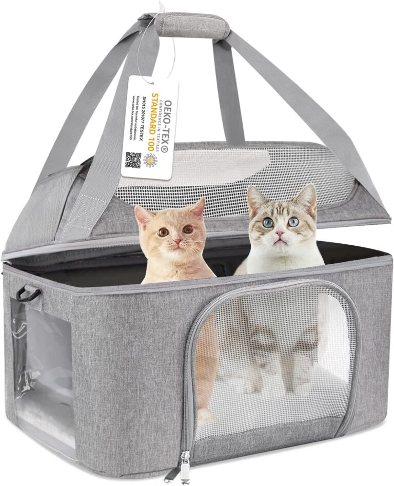 Bejibear Large Cat Carrier Soft Side Pet Carrier for Kitten Puppy Collapsible Travel Small Dog Carrier, TSA Airline Approved Pet Carriers for Under 20 lbs, Gray