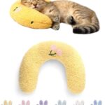 Cat Pillows for Indoor Cat and Small Dog, Calming Dog Pillows, Half Donut Dog Cutated Calming Pillow, Cozy Cat Bed Pillow Cute Rabbit Pillows (Yellow)