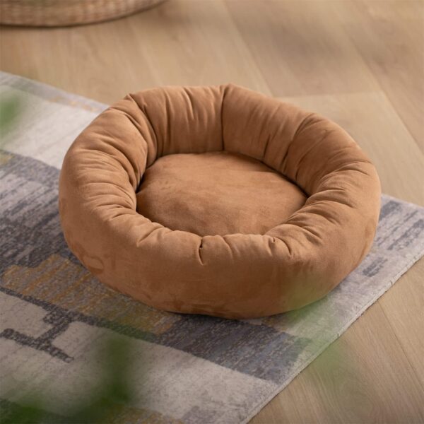 KASENTEX Round Dog Bed - Donut Dog and Cat Bed, Anti-Slip and Machine Washable (Brown, 36x36 Inches)