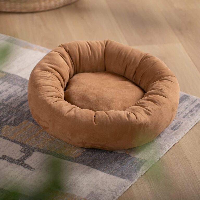 KASENTEX Round Dog Bed - Donut Dog and Cat Bed, Anti-Slip and Machine Washable (Brown, 36x36 Inches)