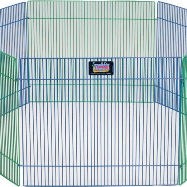 MidWest Homes for Pets Small Animal Pet Playpen/Exercise Pen, Blue and Green,1 Count (Pack of 1), Small Animal Playpen.