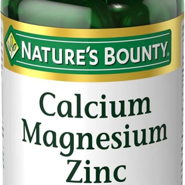 Nature's Bounty Calcium Magnesium & Zinc Caplets, Immune & Bone Health, Daily Supplement, 1000mg Calcium, 400mg Magnesium, 600 IU Vitamin D, Gluten Free, 100 Caplets