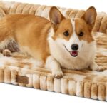 Cute Dog Bed, Faux Rabbit Fur Orthopedic Foam Dog Bed with Sides, Removable Washable Cover & Waterproof Lining, Comfortable Pet Couch for Medium Dogs, Tie-Dye Brown (36" L x 20" W x 6" Th)