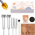 Tuning Forks for Healing Set- Includes(528Hz, 432Hz, 136.1Hz, 128Hz), with Vegan Leather Pouch &Activator, for Chakra Balance/Sound Therapy/Yoga/Meditation/Stress &Relaxation,