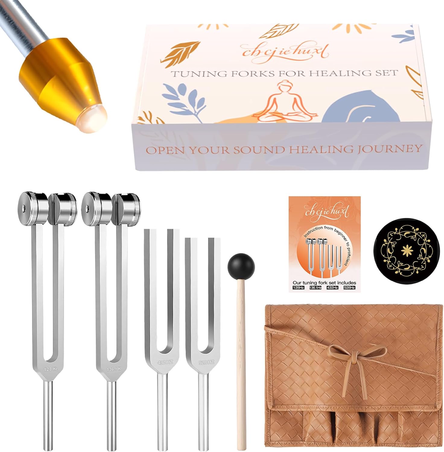 Tuning Forks for Healing Set- Includes(528Hz, 432Hz, 136.1Hz, 128Hz), with Vegan Leather Pouch &Activator, for Chakra Balance/Sound Therapy/Yoga/Meditation/Stress &Relaxation, Tuning Forks for Healing Set- Includes(528Hz, 432Hz, 136.1Hz, 128Hz), with Vegan Leather Pouch &Activator, for Chakra Balance/Sound Therapy/Yoga/Meditation/Stress &Relaxation,