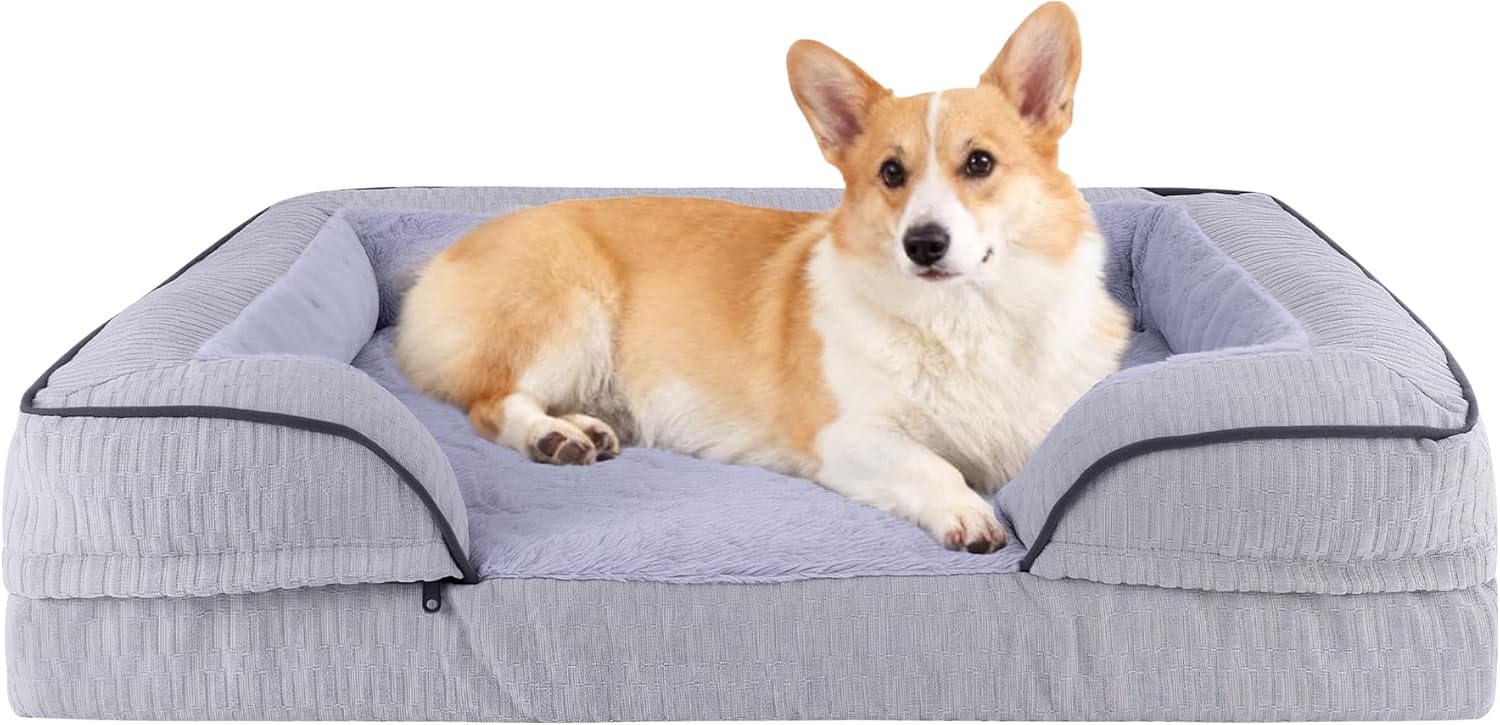 GOBOBE Orthopedic Dog Bed for Extra Large Dogs, 42x30 Inch Waterproof Egg Crate Memory Foam Dogs Bed with Zipper Top and Washable Cover, Nonslip Bottom for Living Room, Dark Grey GOBOBE Orthopedic Dog Bed for Extra Large Dogs, 42x30 Inch Waterproof Egg Crate Memory Foam Dogs Bed with Zipper Top and Washable Cover, Nonslip Bottom for Living Room, Dark Grey