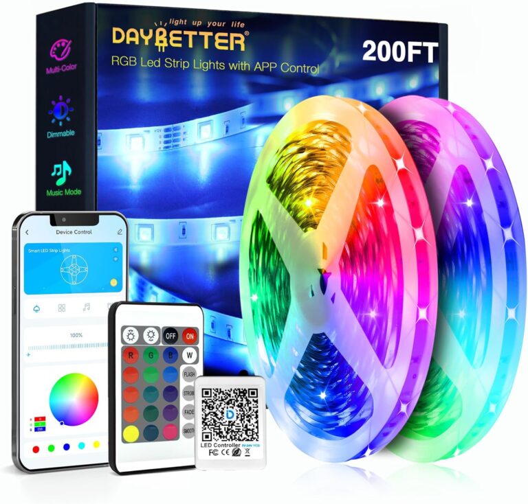 DAYBETTER Led Strip Lights 200 ft (2 Rolls of 100 ft) Ultra Long Smart Light Strips with App Voice Control Remote, RGB Music Sync Color Changing Lights for Bedroom, Kitchen, Party,Home Decoration