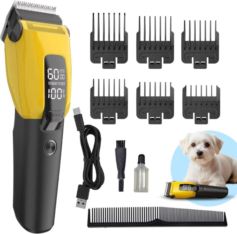 HamInWay Cordless Dog Clippers  Quiet Rechargeable Pet Grooming Clippers for Dogs & Cats  Low Noise Hair Trimmer with Stainless Steel Blade  USB Charging  Professional at-Home Grooming