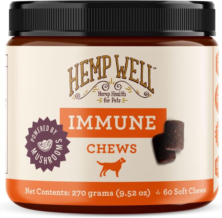 Hemp Well Immune - Digestion + Gut Support - Dog Soft Chews with Functional Mushrooms - 60 Count, Dog Supplements for Digestive and Skin Support