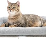Sunhoo Elevated Cat Bed Foldable Raised Pet Hammock Self-Supporting Puppy Lounger with Off Floor Metal Frame Washable Cover for Small Dog Kitten Indoor Use 25.2x15.75x7.48 inGrey