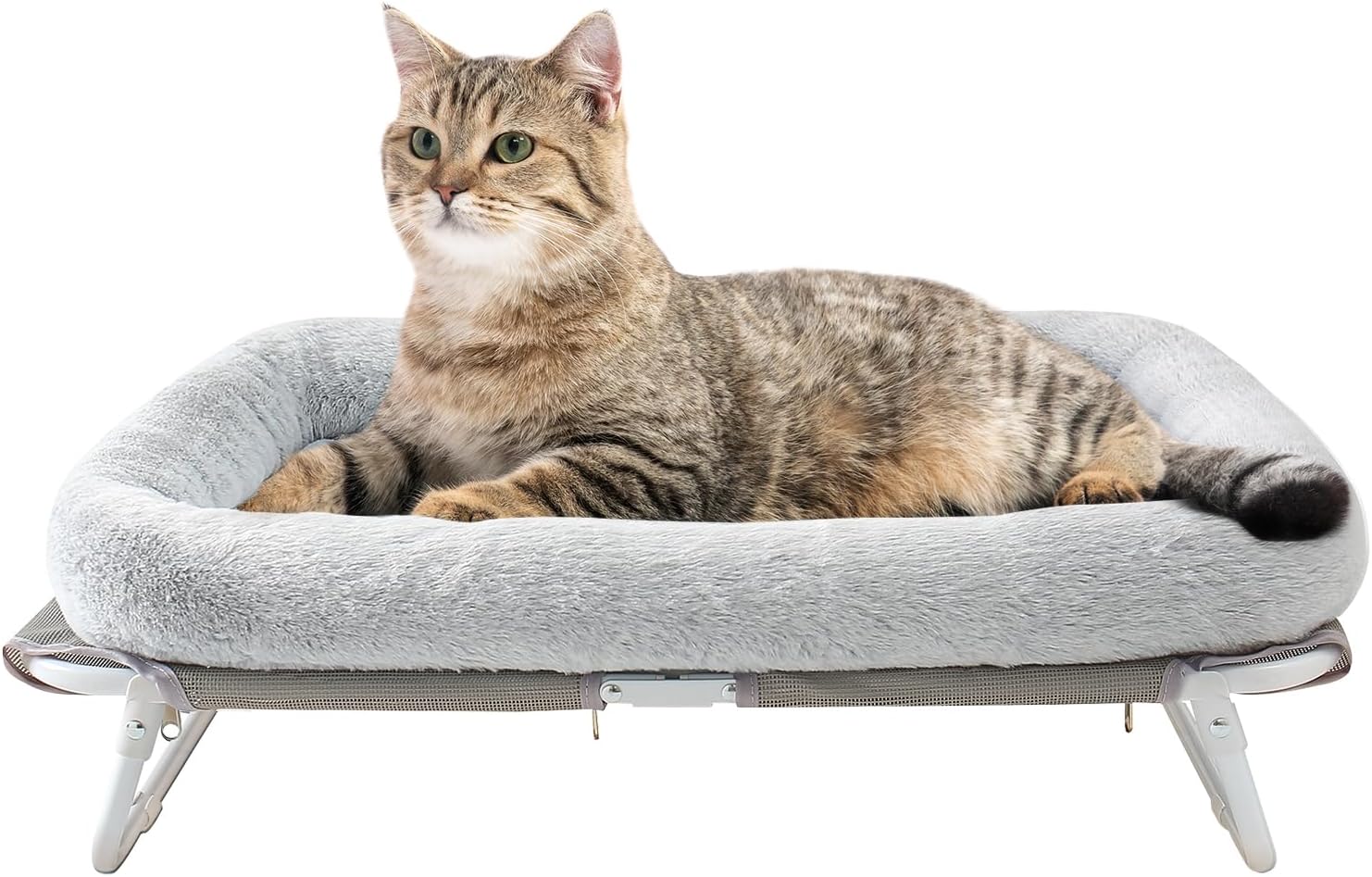 Sunhoo Elevated Cat Bed Foldable Raised Pet Hammock Self-Supporting Puppy Lounger with Off Floor Metal Frame Washable Cover for Small Dog Kitten Indoor Use 25.2x15.75x7.48 inGrey Sunhoo Elevated Cat Bed Foldable Raised Pet Hammock Self-Supporting Puppy Lounger with Off Floor Metal Frame Washable Cover for Small Dog Kitten Indoor Use 25.2x15.75x7.48 inGrey