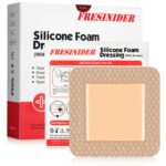 FRESINIDER Silicone Foam Dressing with Adhesive Border  Wound Dressing Bandage  Silicone Foam Pad  Pack of 10  4 x 4 Inches Large Waterproof Bandages  Self Adhesive Wound Care and Dressings
