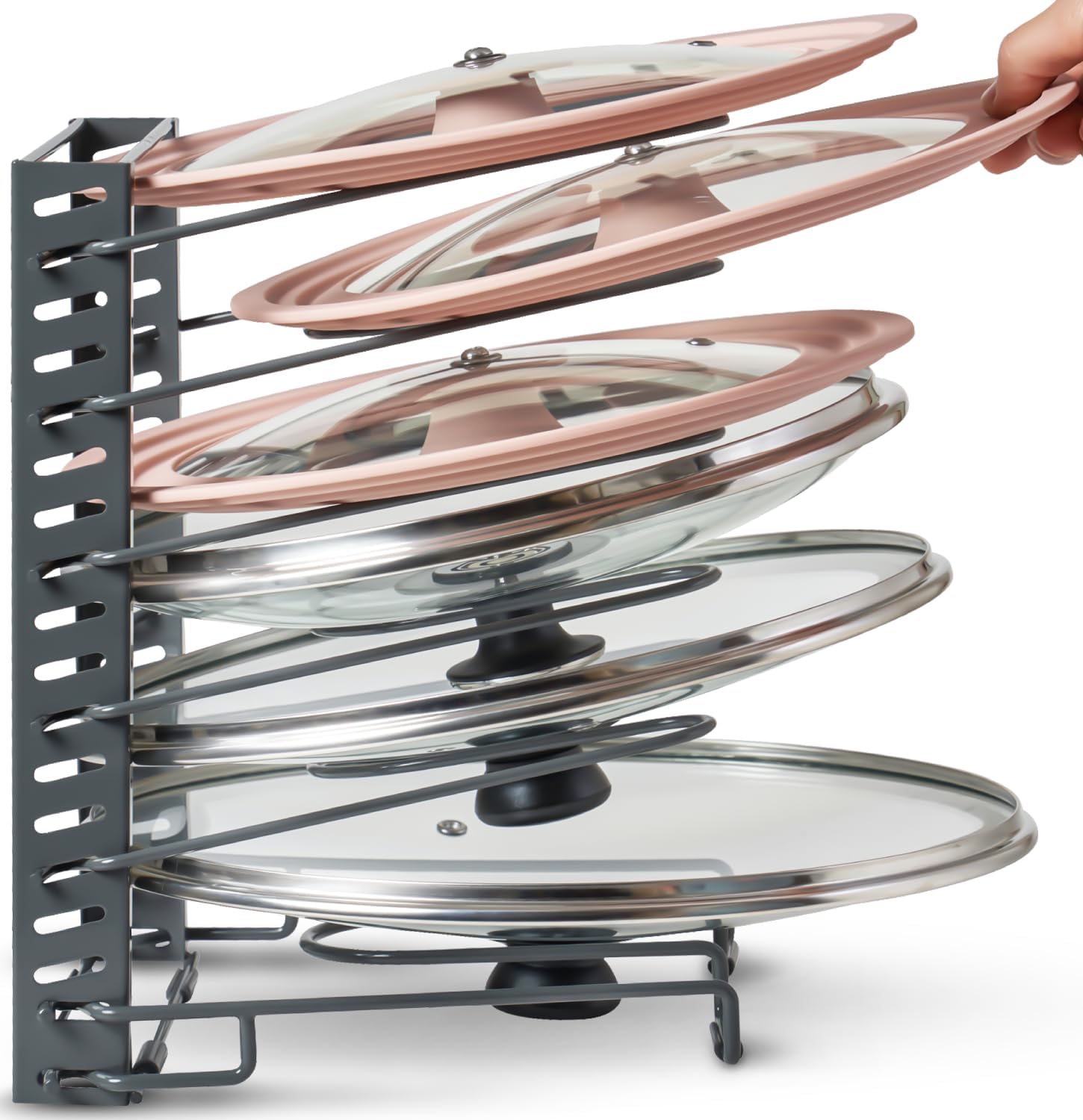 Free-Standing Adjustable Pot Lid Organizer for Cabinet - Kitchen Storage Rack 6 Adjustable Shelves, Pot Lid Holder, Pan and Pot Rack Organizer, Pantry & Inside Cabinet Organizer (13 Clearance) Free-Standing Adjustable Pot Lid Organizer for Cabinet - Kitchen Storage Rack 6 Adjustable Shelves, Pot Lid Holder, Pan and Pot Rack Organizer, Pantry & Inside Cabinet Organizer (13 Clearance)