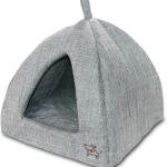 Best Pet Supplies Dog House Bed Crate Mat Tent Indoor Round Soft Plush for Small, Medium, and Large Breeds - Gray Linen, 19 x 19 x H:19"