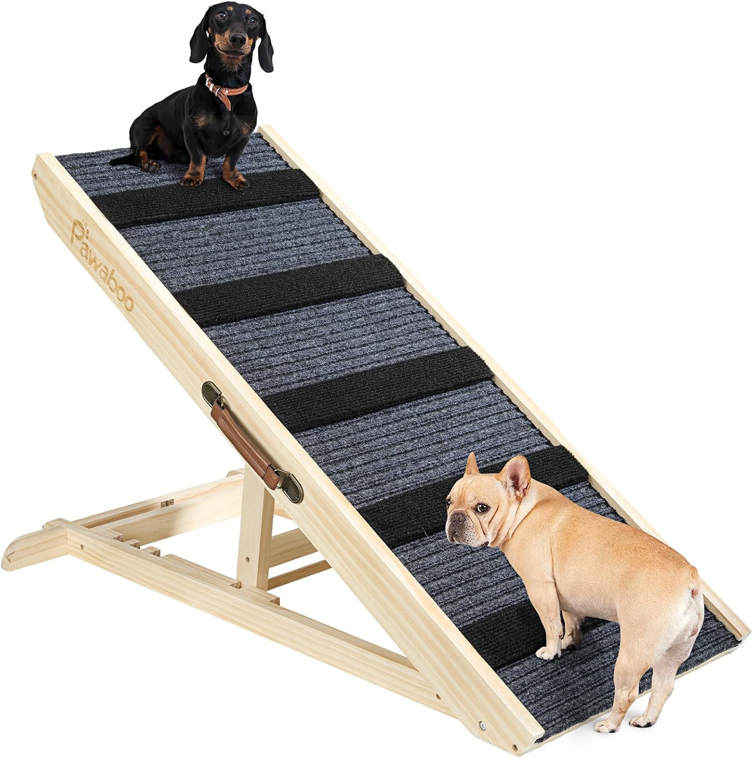 Large Dog Ramp for Bed Couch, Extra Wide Portable Wooden Pet Ramp, 4 Adjustable Height from 11.6'' to 22.4'', Pet Step for Small Medium Dog Cat with Non-Slip Mat, Up to 143lbs, Use for Car Couch Bed Large Dog Ramp for Bed Couch, Extra Wide Portable Wooden Pet Ramp, 4 Adjustable Height from 11.6'' to 22.4'', Pet Step for Small Medium Dog Cat with Non-Slip Mat, Up to 143lbs, Use for Car Couch Bed
