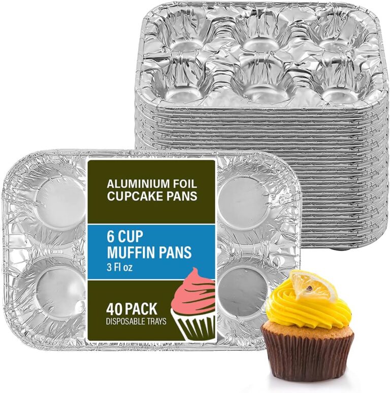 PARTY BARGAINS 6-Cup Aluminum Muffin Pans - 40 Pack, Standard Size Cupcake Pans, Disposable Muffin Tin for Baking (Max 240C)