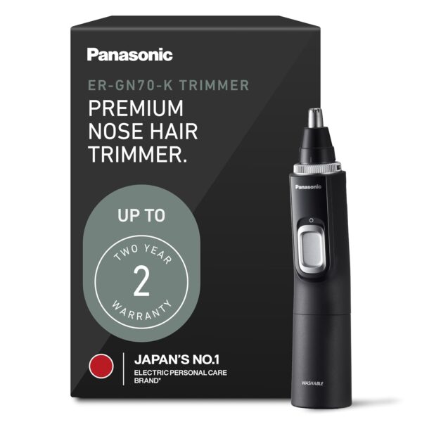 Panasonic Ear and Nose Hair Trimmer for Men with Vacuum Cleaning System, Powerful Motor and Dual-Edge Blades for Smoother Cutting, Wet/Dry  ER-GN70-K (Black)