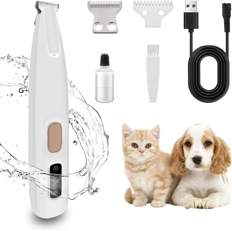 Nordusk Pet Paw Fur Trimmer, Calm Clippers for Cats, Electric Dog Trimmer for Paws, Low Noise Calming Clipper, Precision Gentle Safe Trimming with Led Light, Waterproof Rechargeable