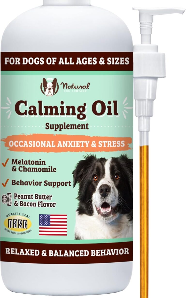 Natural Dog Company Calming Oil, 16 oz Bottle, Helps Manage Normal Stress, Promotes Relaxation, Supports Balanced Behavior, Melatonin for Dogs, May Reduce Hyperactivity, for Dogs of All Ages & Sizes