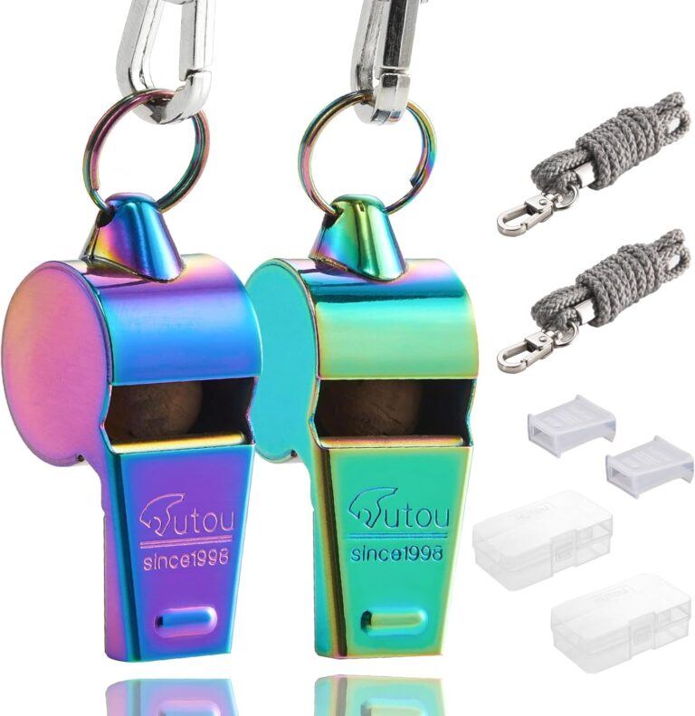 HUTOU Whistle Stainless Steel Coach Sports Whistle with Lanyard, Loud Crisp Sound Whistle Ideal for Coaches, Referees, and Official