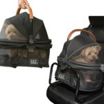 Pet Gear No-Zip View 360 Ultra Lite Pet Safety Carrier & Car Seat for Small Dogs & Cats Push Button Entry, 15", Onyx