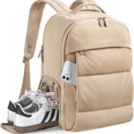 BAGSMART 30L Travel Backpack for Women, Carry on Backpack for Airplanes, Gym Backpack with Shoe Compartment, Lightweight Travel Bag Fits 15.6 Inch, Water-Resistant, Desert