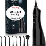 Hangsun Water Flossers for Teeth Cordless Rechargeable Dental Oral Irrigator Water Jet for Teeth Braces Care with 8 Jet Tips for Travel and Home Use (Black)