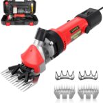 PAT JUUMG 1000W Sheep Shears Electric Farm Livestock Haircut with 2 Blades Professional Animal Clippers 6 Speed Heavy Duty Electric for Thick Horses Sheep Alpacas Goats(Red)