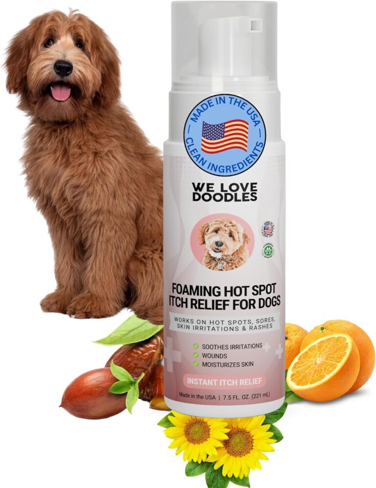 We Love Doodles Dog Hot Spot Spray Foamer - Itch Relief for Dogs, Soothes Irritation & Wounds, Moisturizing Anti-Itch Spray, Prevents Scratching & Licking, 7.5 Fl Oz