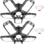 LED Garage Lights 2 Pack,Ceiling LED Shop Light 160W 16000LM 6500K Screw in Led Light with 5+1 Deformable Panels, Bright Led Lighting for Garage Workshop Basement Support E26/E27 Socket