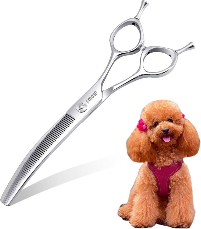 FOGOSP Curved Thinning Shears for Dogs Grooming 6.5'' Multipurpose Professional Pet Curved Blender Scissors for Small Dog Grooming 35% Thinning Rate (6.5 In, Curved Thinners)