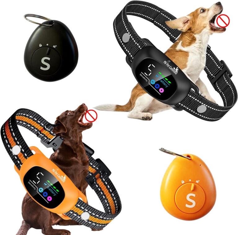 My Pet Command 2-1 Dog Bark Collar with 300Ft Fob Remote Tag. Smart AI Anti Barking Training Collar Rechargeable 5 Sensitivity Levels, Beep Vibration, Shock (Optional). L,M,S Dogs Waterproof